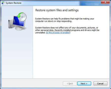 system restore